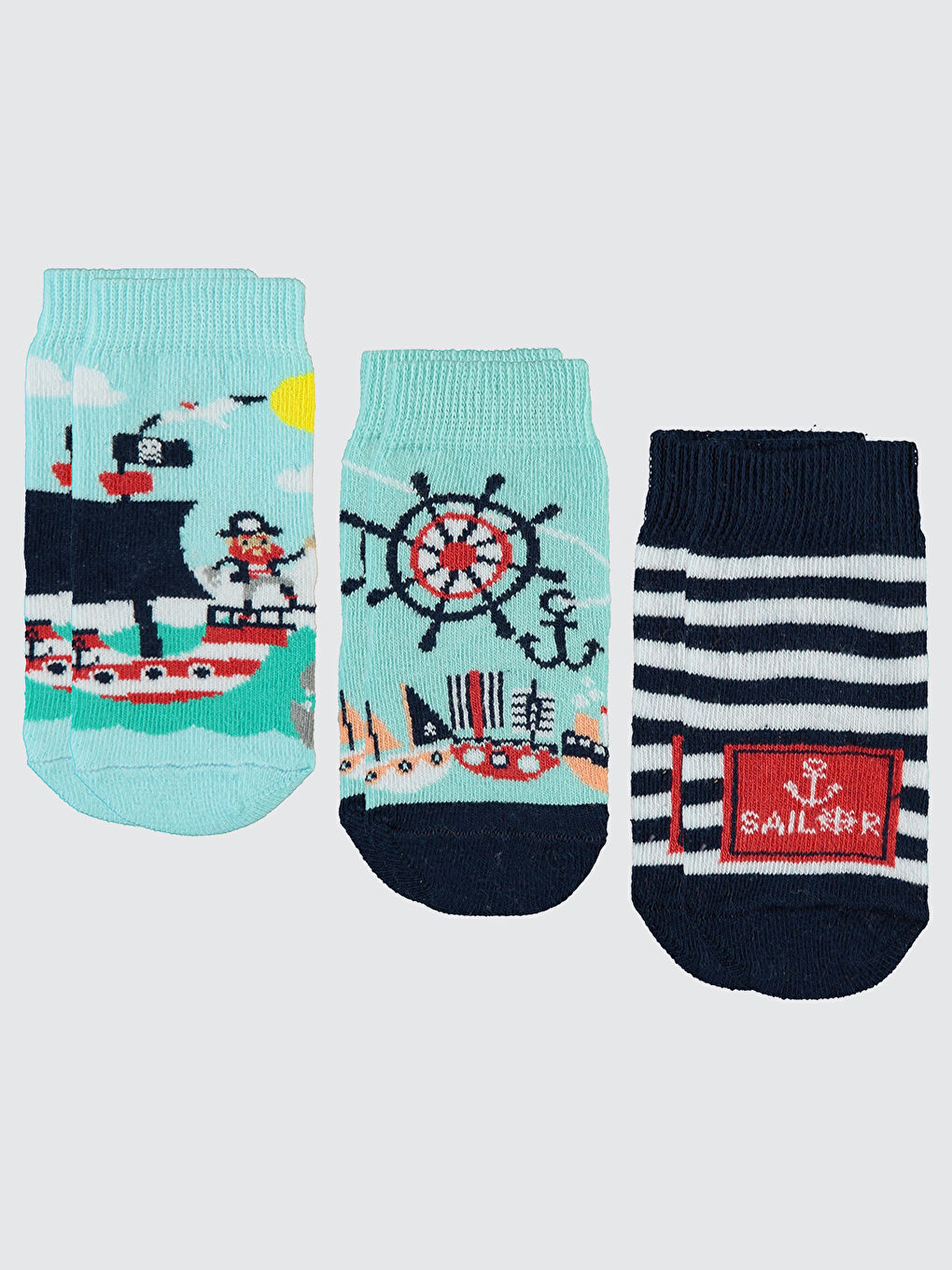 Civil Yeşil Baby Erkek Bebek 3'lü Çorap Set 6-18 Ay Mint - 1