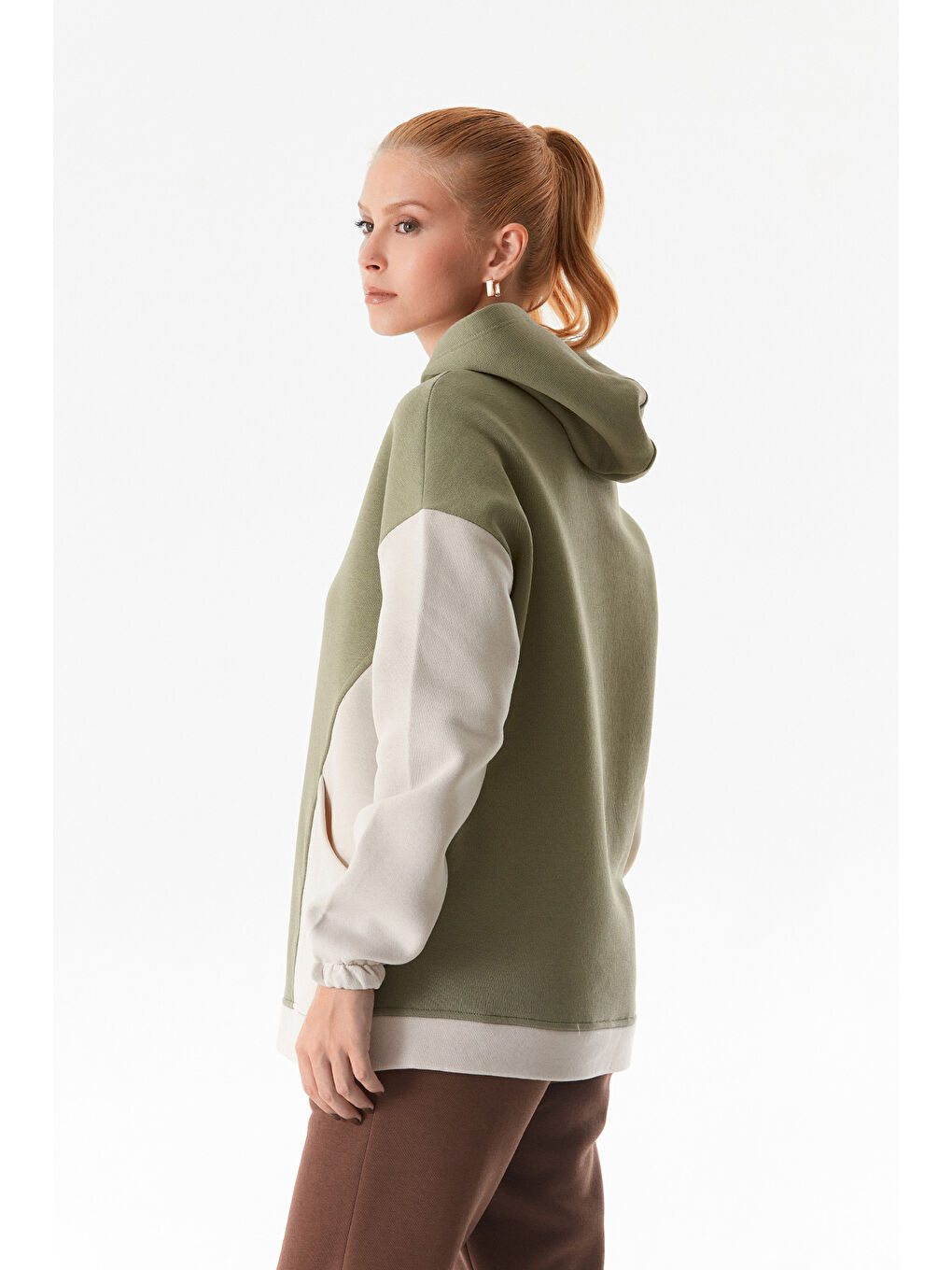 Fullamoda Haki Basic Cepli Kapüşonlu Sweatshirt - 4