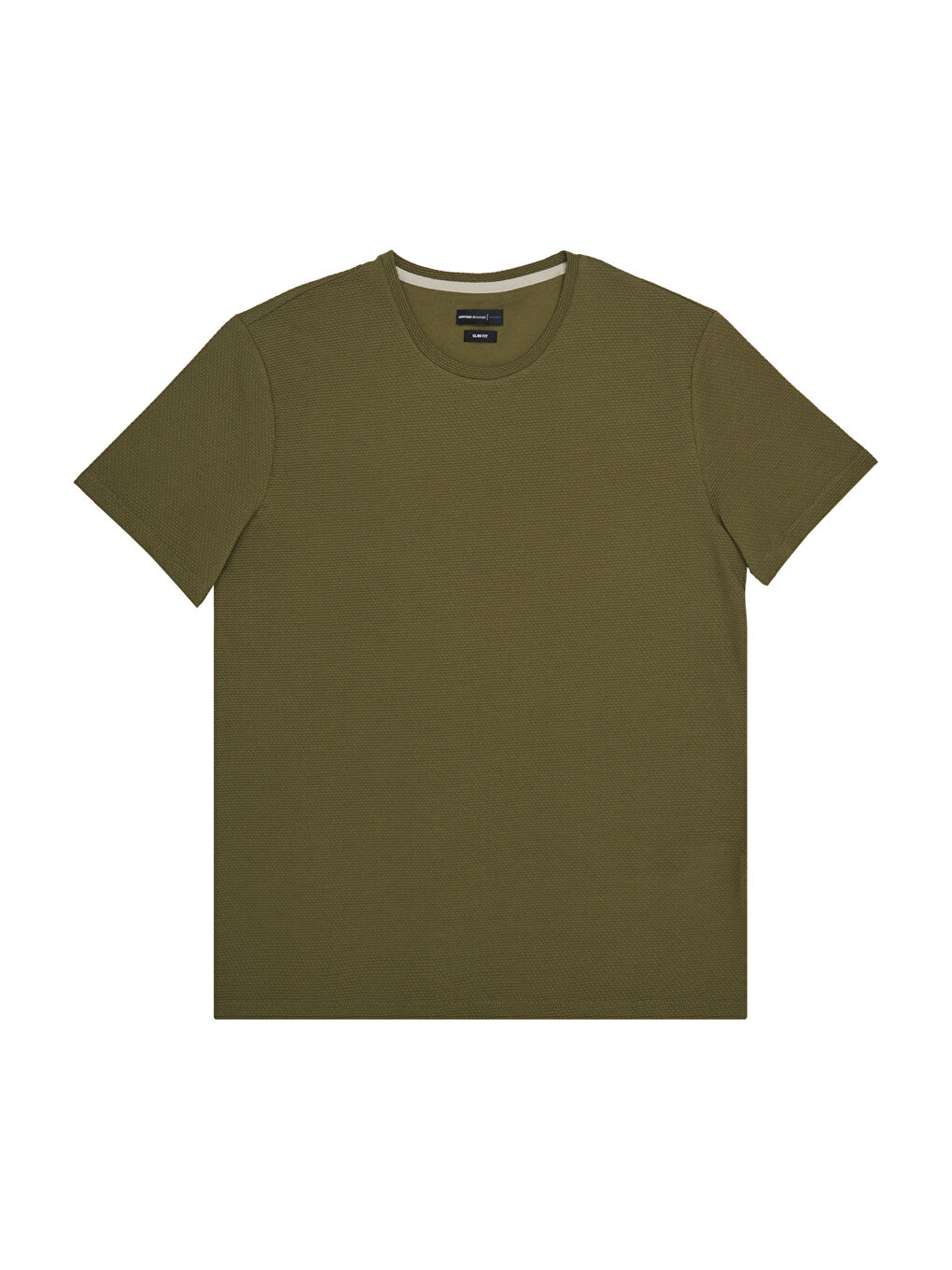 Erkek Haki Slim Fit Dar Kesim Bisiklet Yaka Kısa Kollu Yumuşak Tuşeli Basic Tişört-5