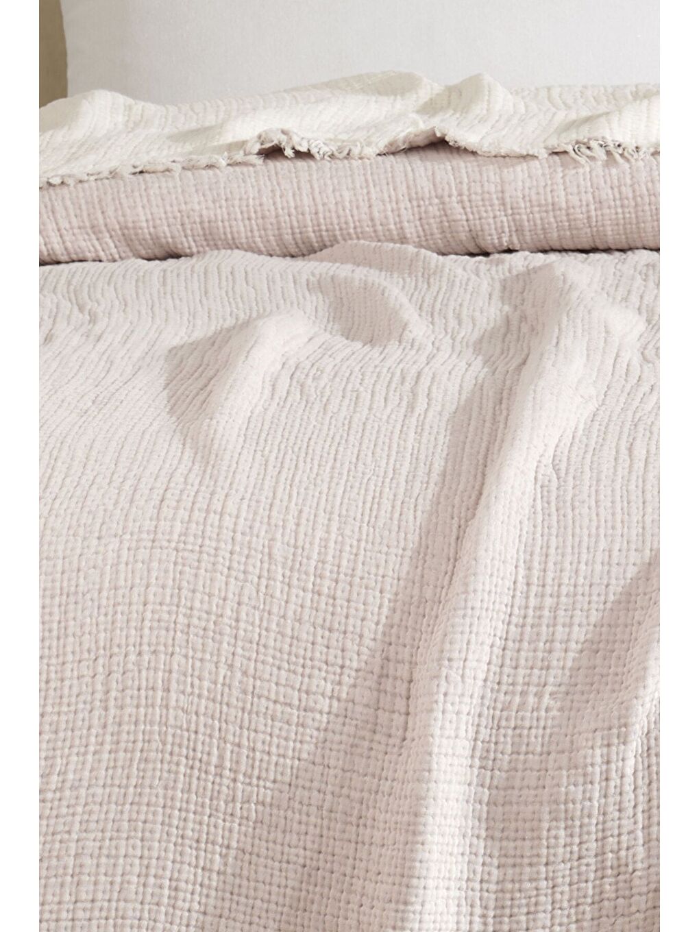 Bej Tek Kişilik 5 Katlı %100 Pamuk Müslin Yatak Örtüsü - BEJ BEJ/160X230CM-1