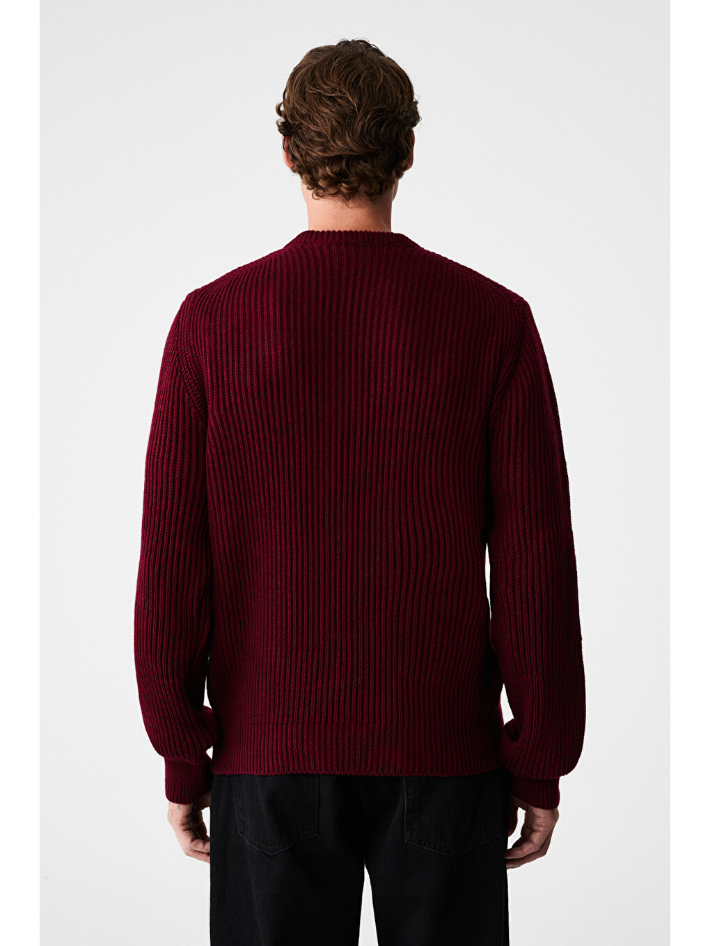 Cablın Erkek Yuvarlak Yaka Regular Fit Triko Bordo Kazak-6