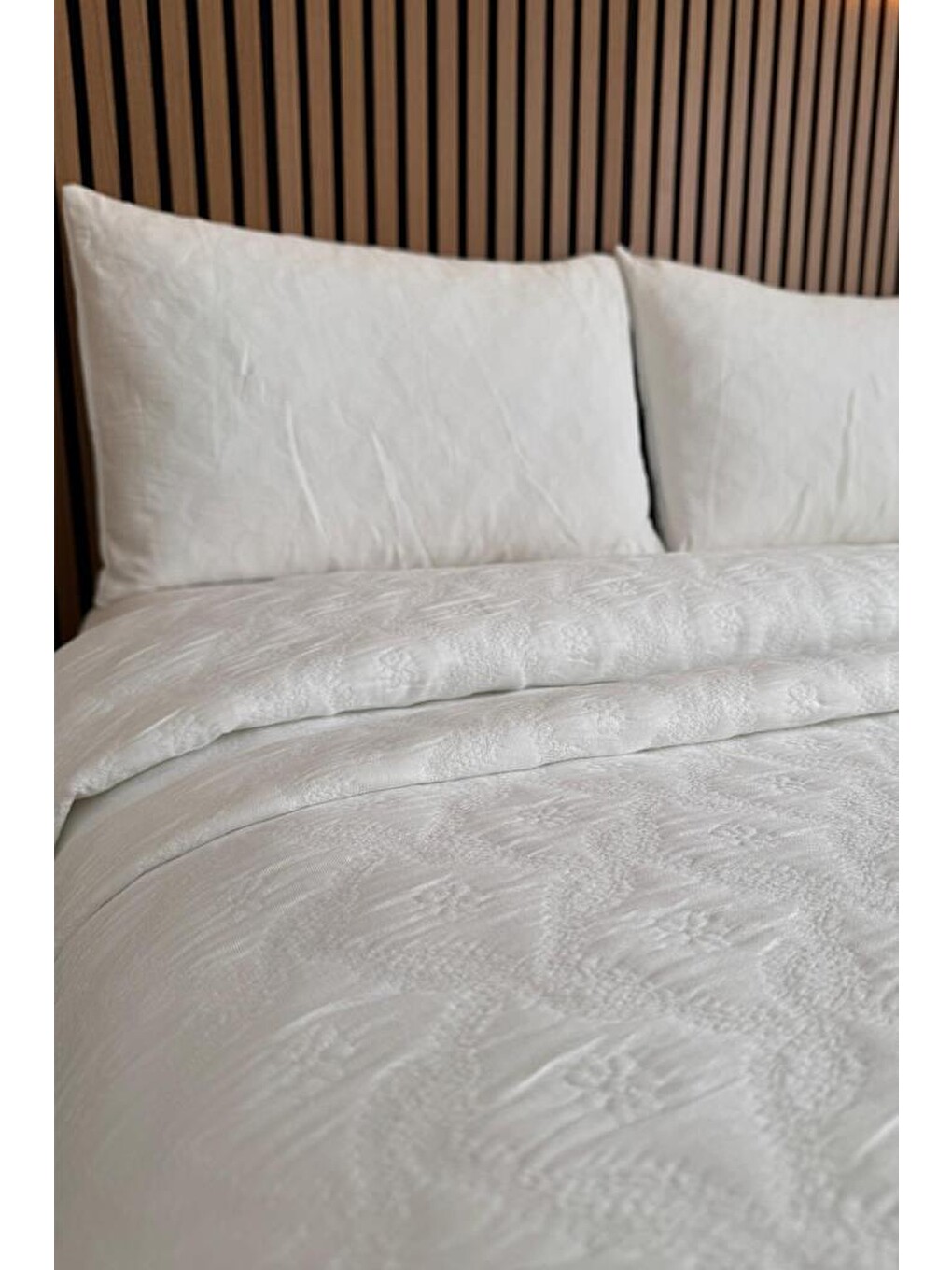 Powderlove 3 Parça Çift Kişilik Yatak Örtüsü 235x250 Cm Beyaz-2