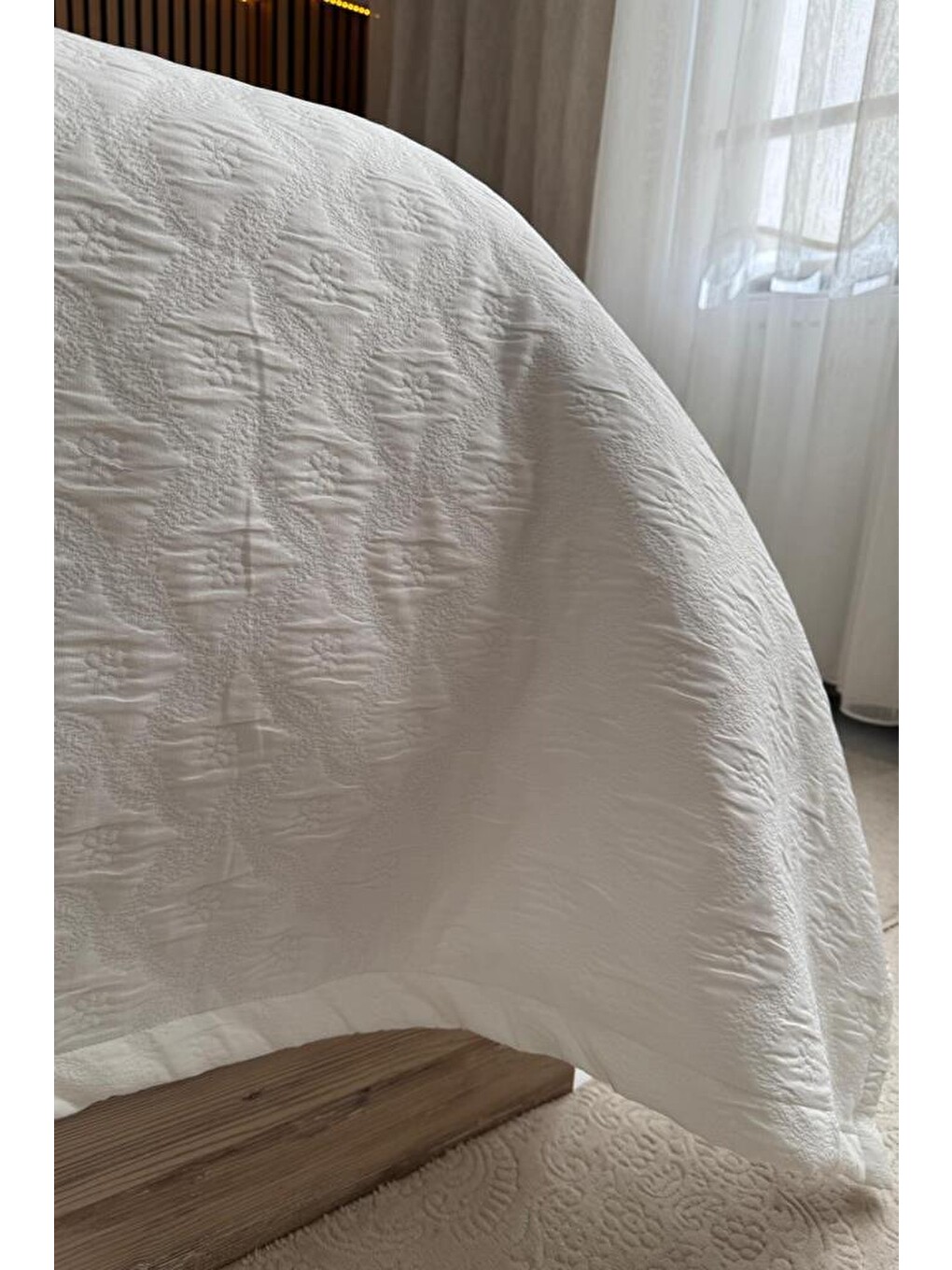 Powderlove 3 Parça Çift Kişilik Yatak Örtüsü 235x250 Cm Beyaz-3