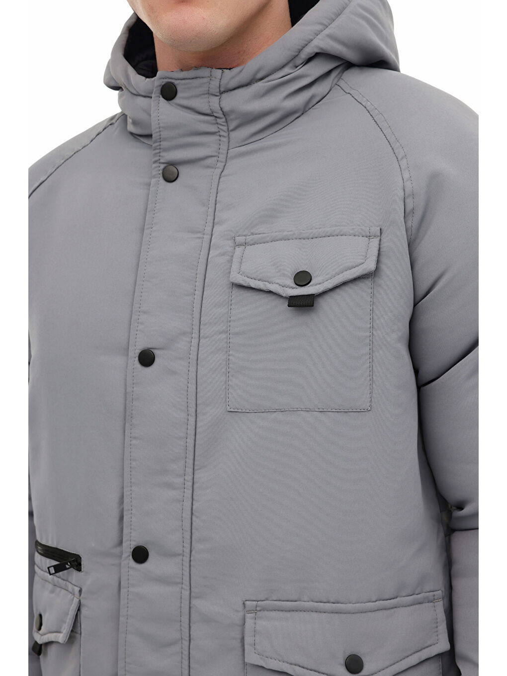 ML COMS 3KX-PRKCOT-04 5PR Gri Erkek Uzun Mont-3