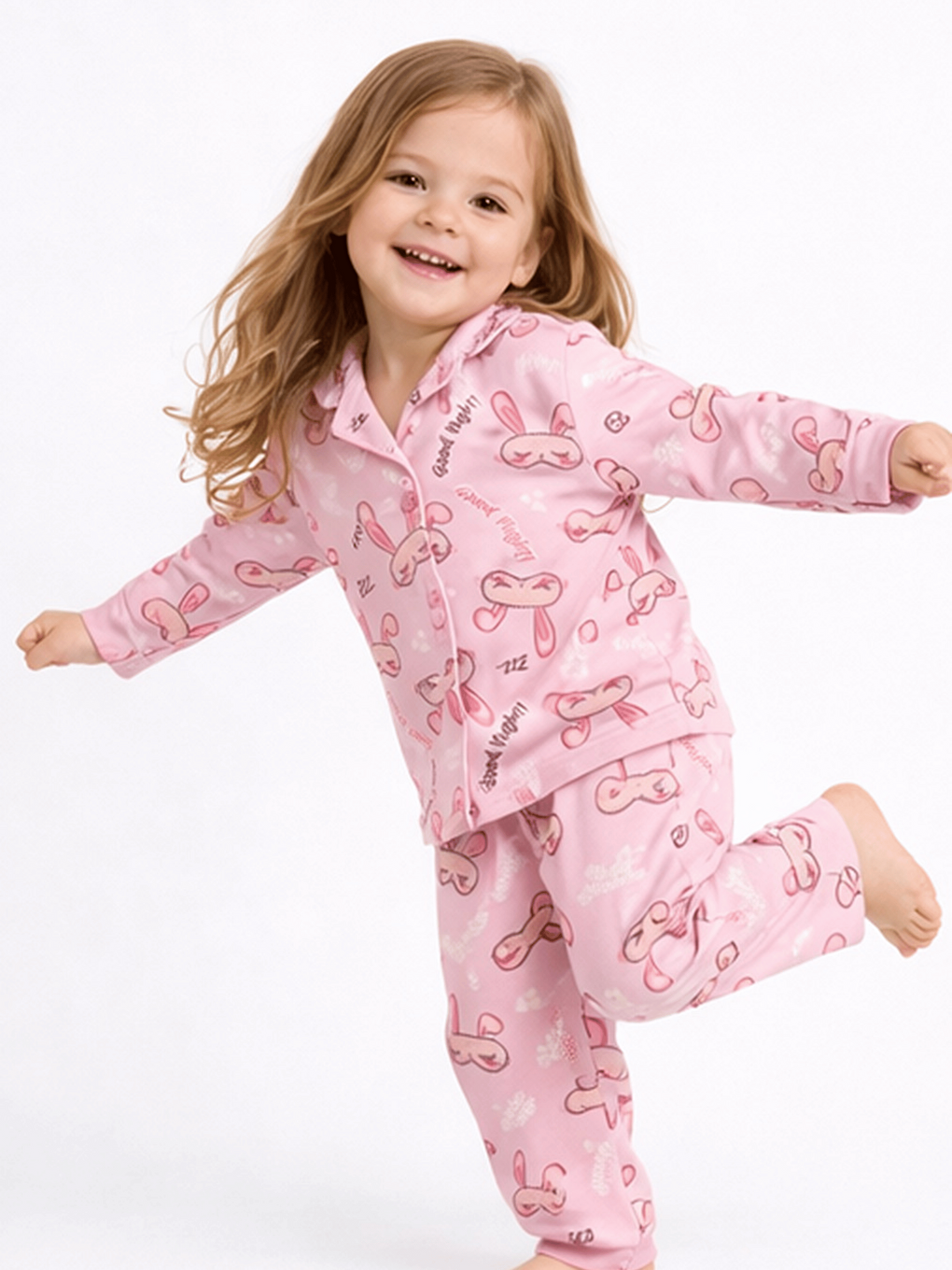 Pembe Bebe Yaka Düğmeli Kız Bebek Pijama Takımı-3