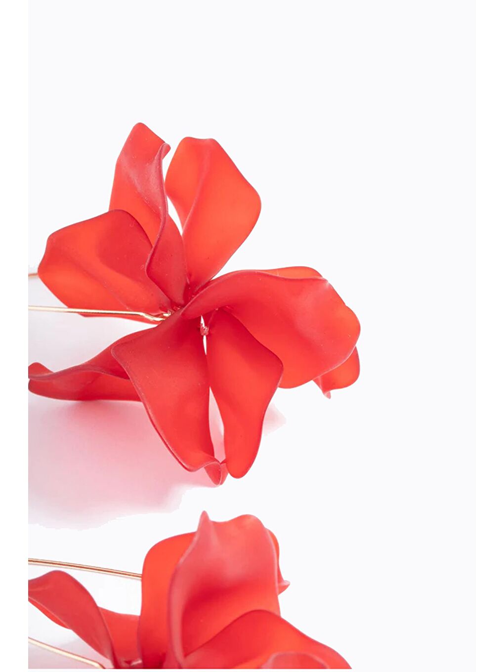 Kırmızı Holulu Çiçekli Küpe-2