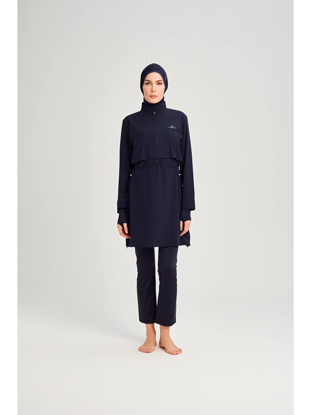 Esila Lacivert Jileli 5 Parça Tam Tesettür Mayo Takımı 2934-2