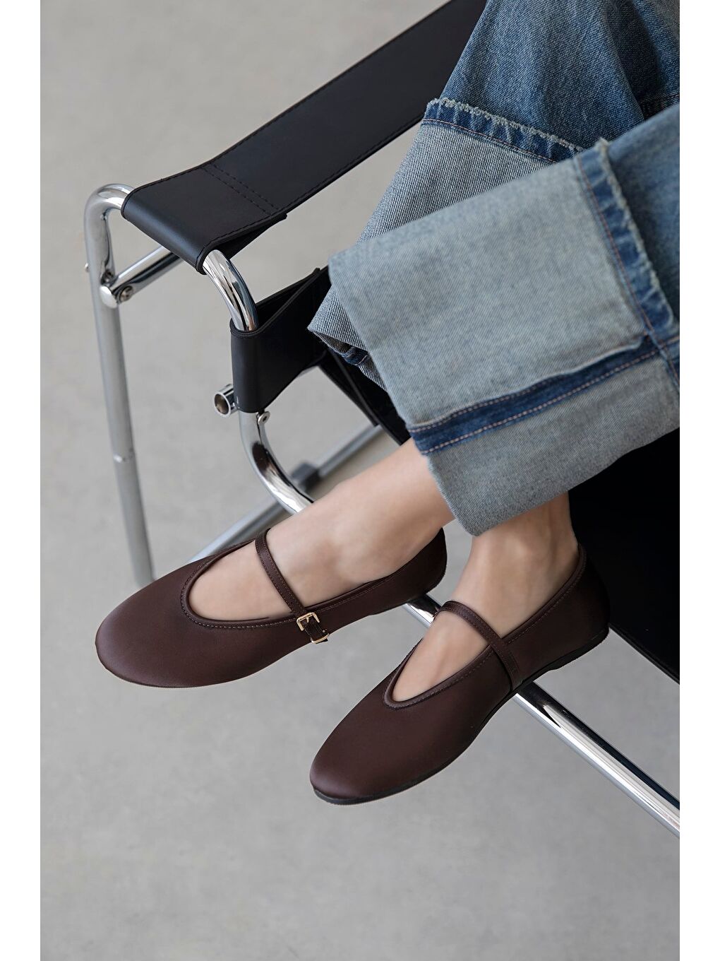 Kahverengi Ava Kadın Saten Babet Kahve-1