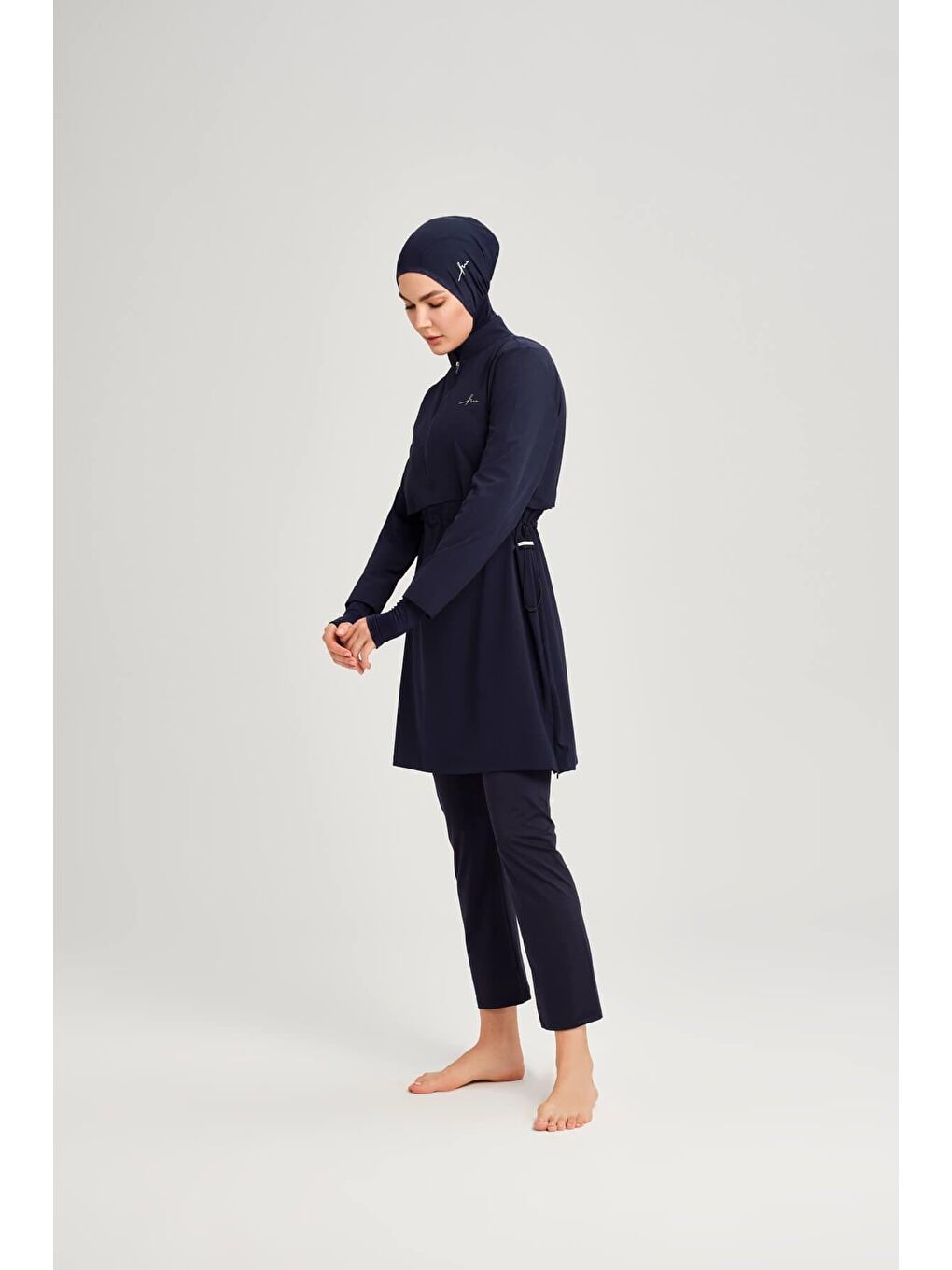 Esila Lacivert Jileli 5 Parça Tam Tesettür Mayo Takımı 2934-6