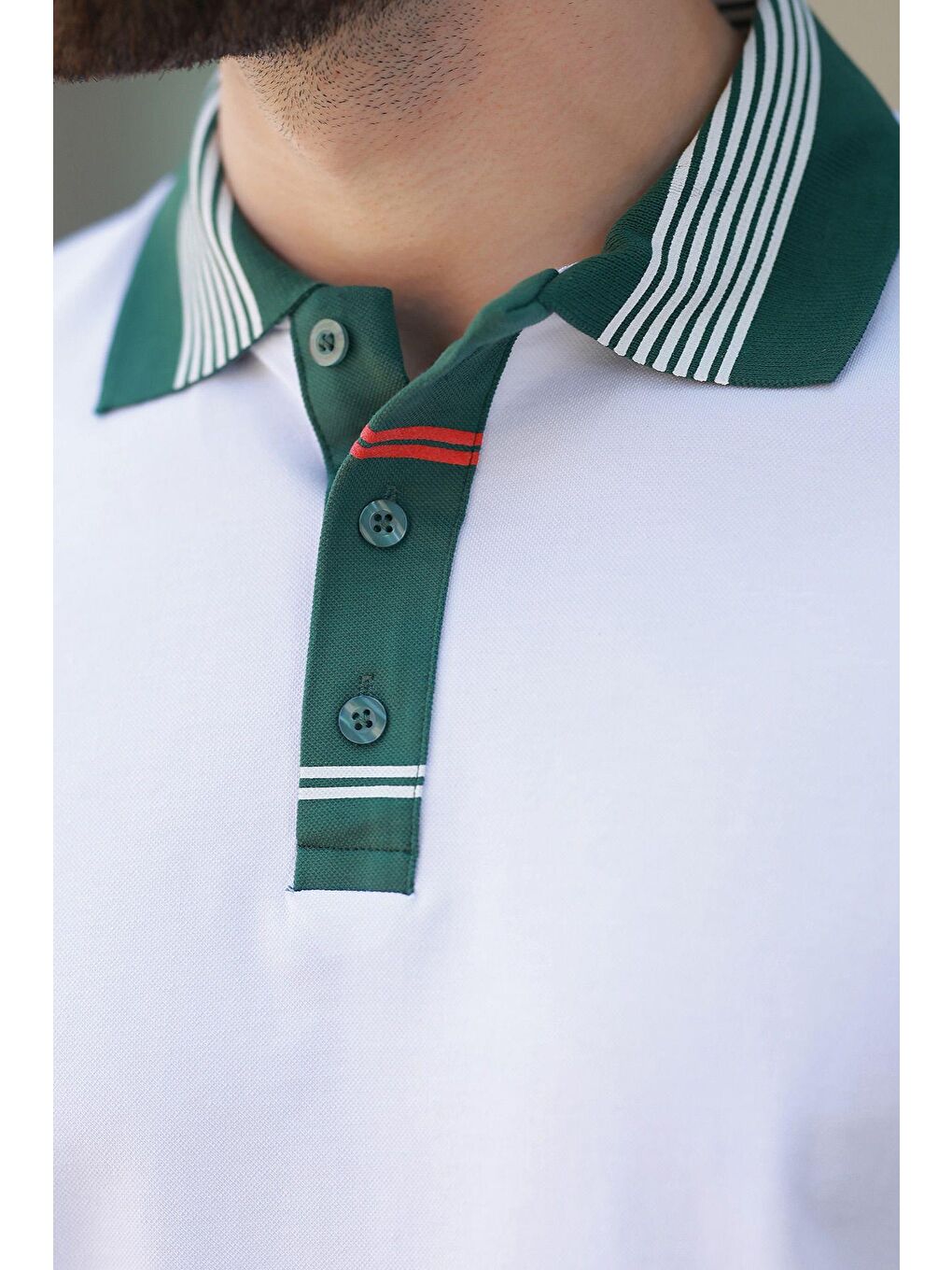 Beyaz Polo Yaka Erkek T-Shirt E7147-3