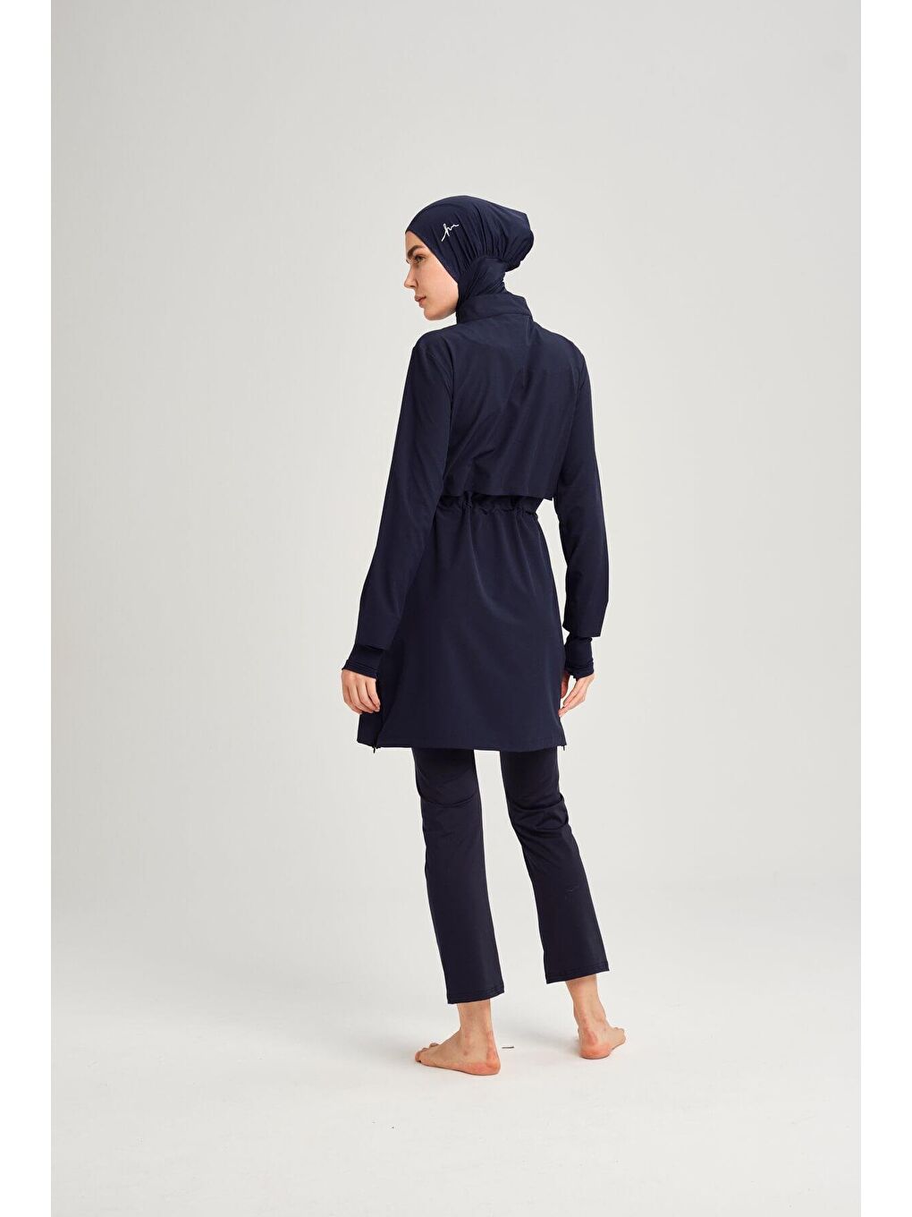 Esila Lacivert Jileli 5 Parça Tam Tesettür Mayo Takımı 2934-8