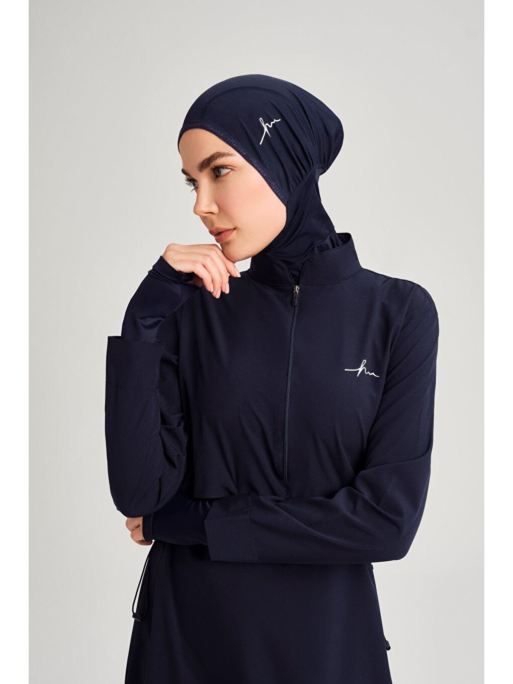 Esila Lacivert Jileli 5 Parça Tam Tesettür Mayo Takımı 2934-9