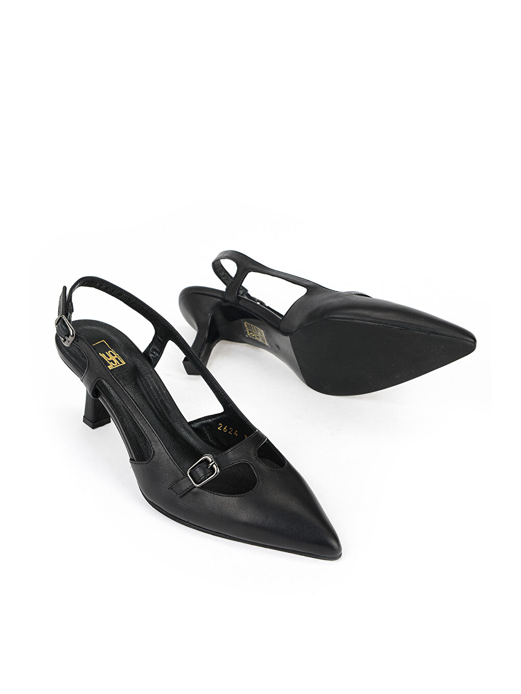 Kadın Hakiki Deri Topuklu Ayakkabı 1611030Z2624 Siyah-3