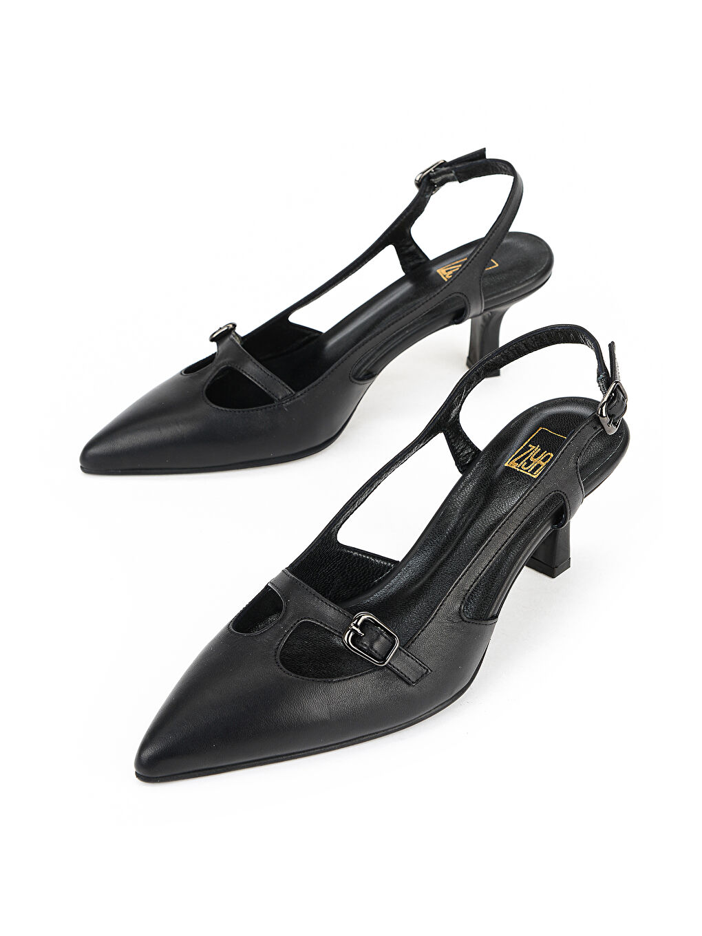 Kadın Hakiki Deri Topuklu Ayakkabı 1611030Z2624 Siyah-4