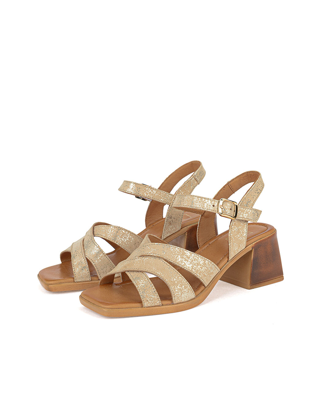 Sarı Kadın Hakiki Deri Topuklu Sandalet 161992Z19031 Altın-4