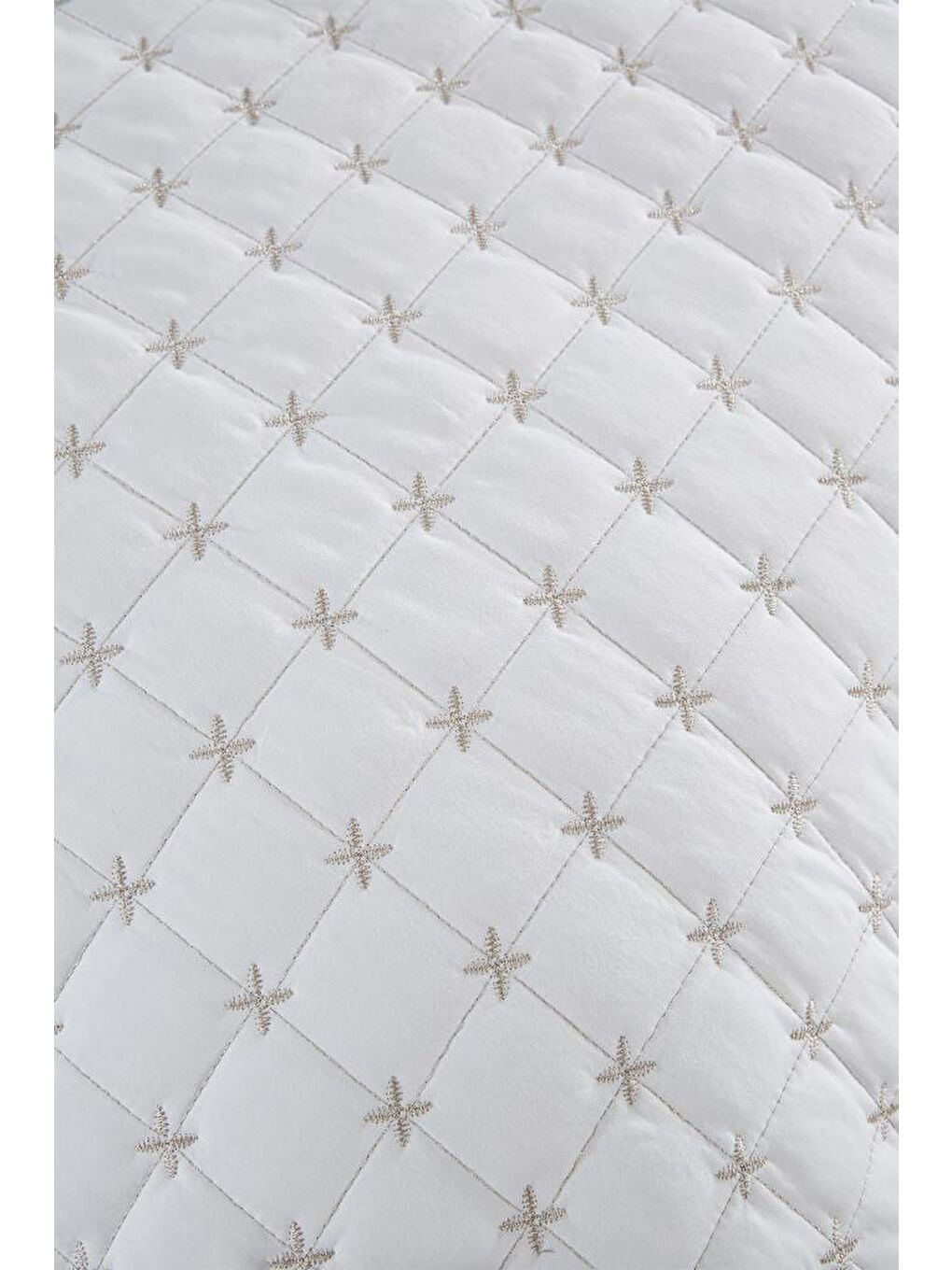 Ekru Yıldız Tek Kişilik Kapitoneli Yatak Örtüsü Krem-4