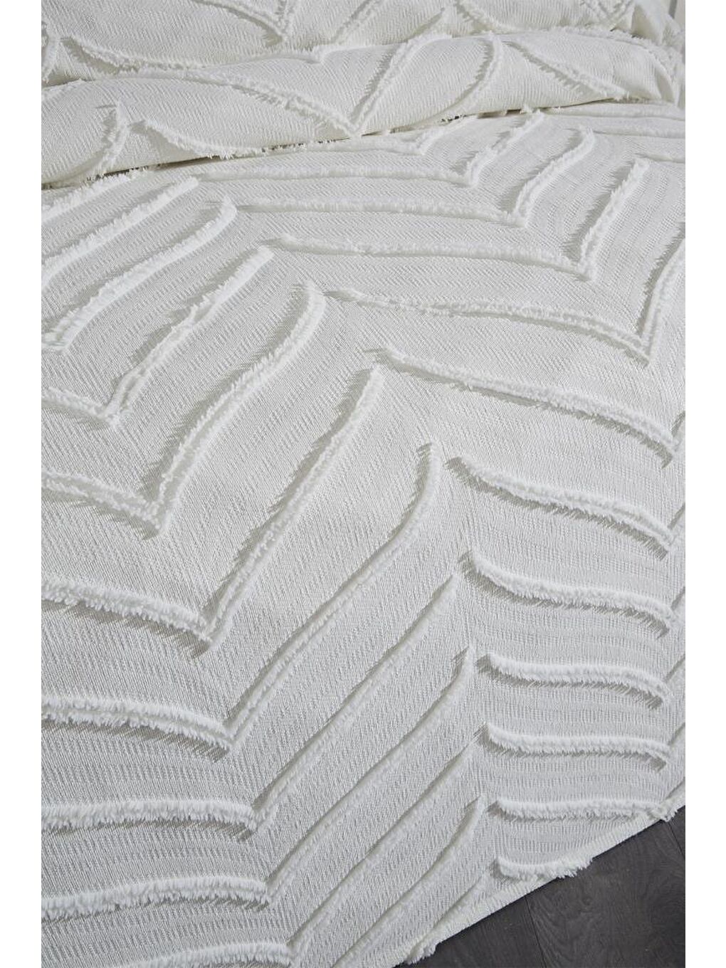 Ekru Sementina 3 Parça Çift Kişilik Pike Takımı Krem-1