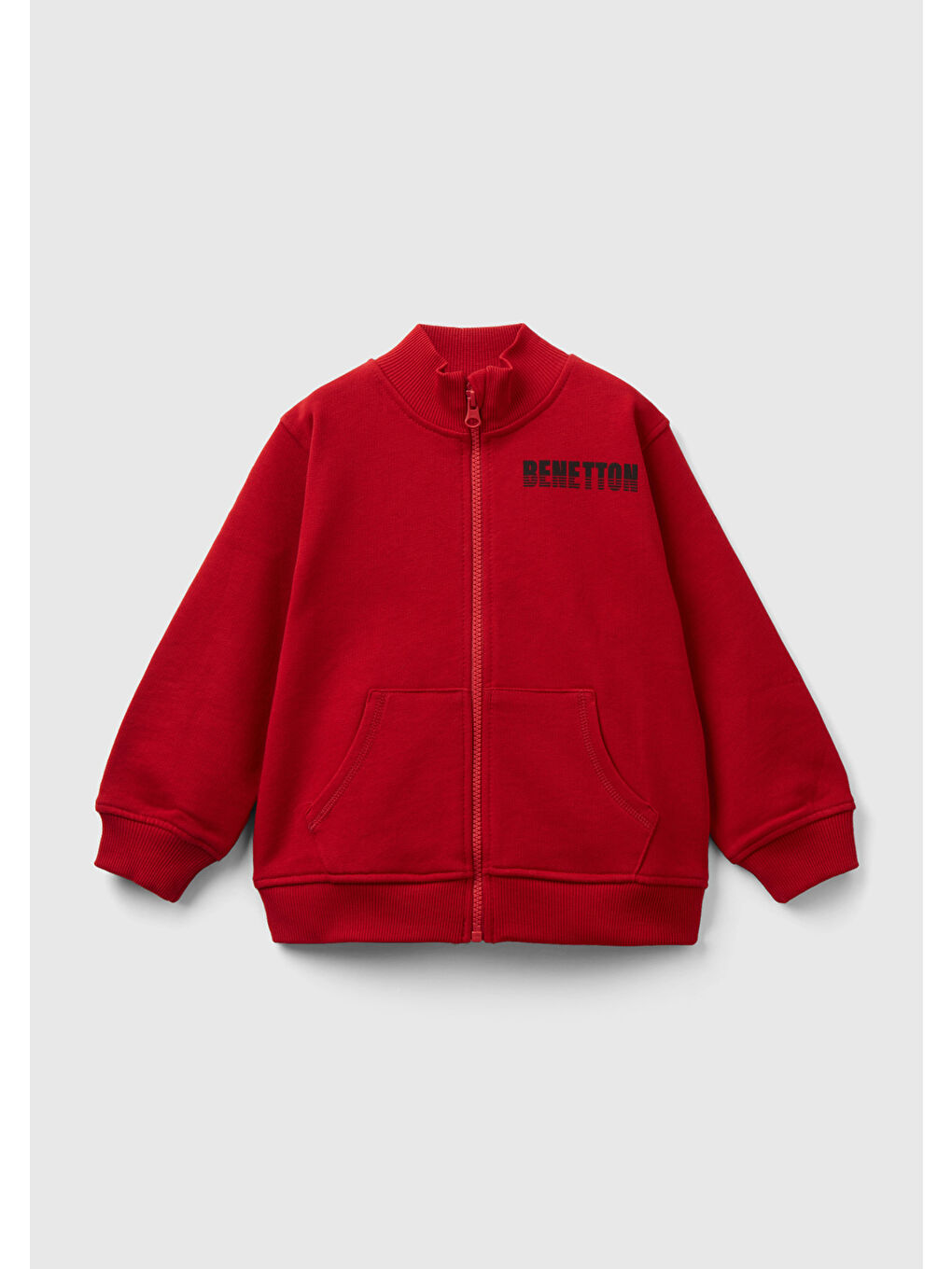 Erkek Çocuk Kırmızı Benetton Logolu Dik Yaka Sweatshirt
