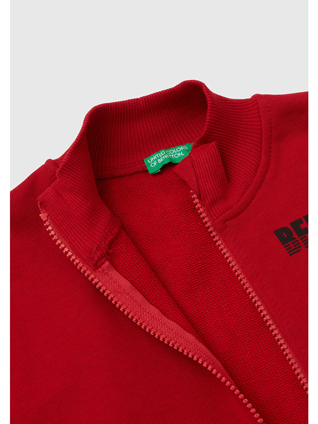 Erkek Çocuk Kırmızı Benetton Logolu Dik Yaka Sweatshirt-1