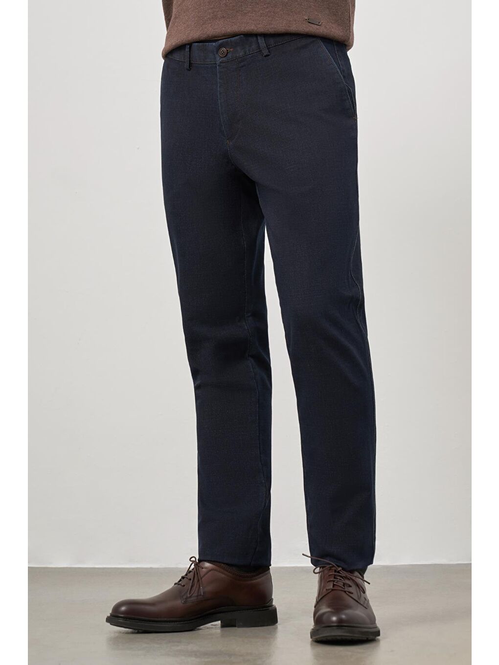 Koyu Lacivert Pamuklu Yandan Cepli Casual Comfort Fit Chino Pantolon 1003245155