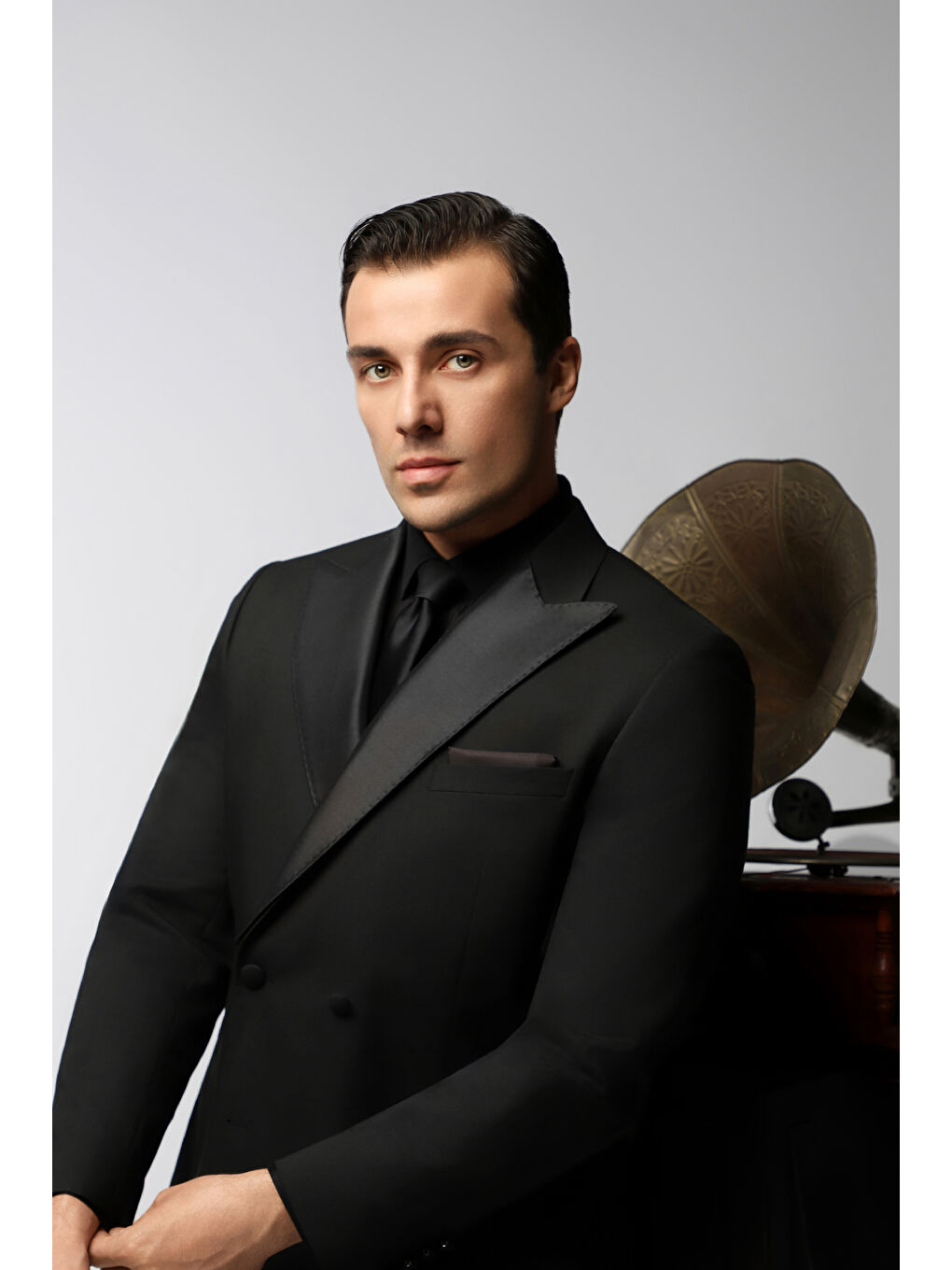 Siyah Regular Fit Sivri Yaka Kruvaze Smokin & Damatlık-5