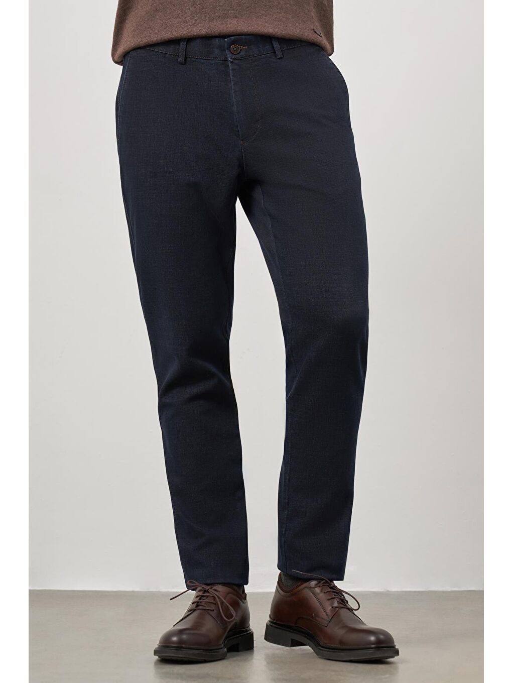 Koyu Lacivert Pamuklu Yandan Cepli Casual Comfort Fit Chino Pantolon 1003245155-3