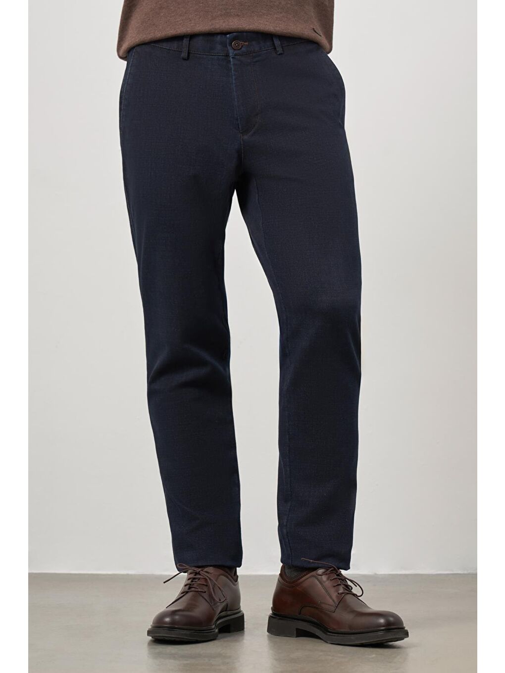 Koyu Lacivert Pamuklu Yandan Cepli Casual Comfort Fit Chino Pantolon 1003245155-4