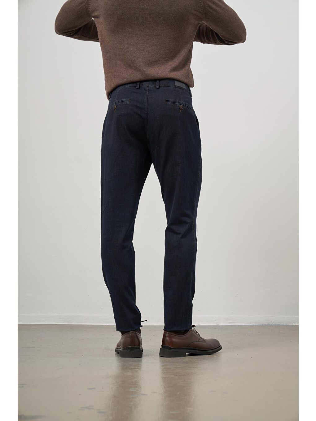 Koyu Lacivert Pamuklu Yandan Cepli Casual Comfort Fit Chino Pantolon 1003245155-6