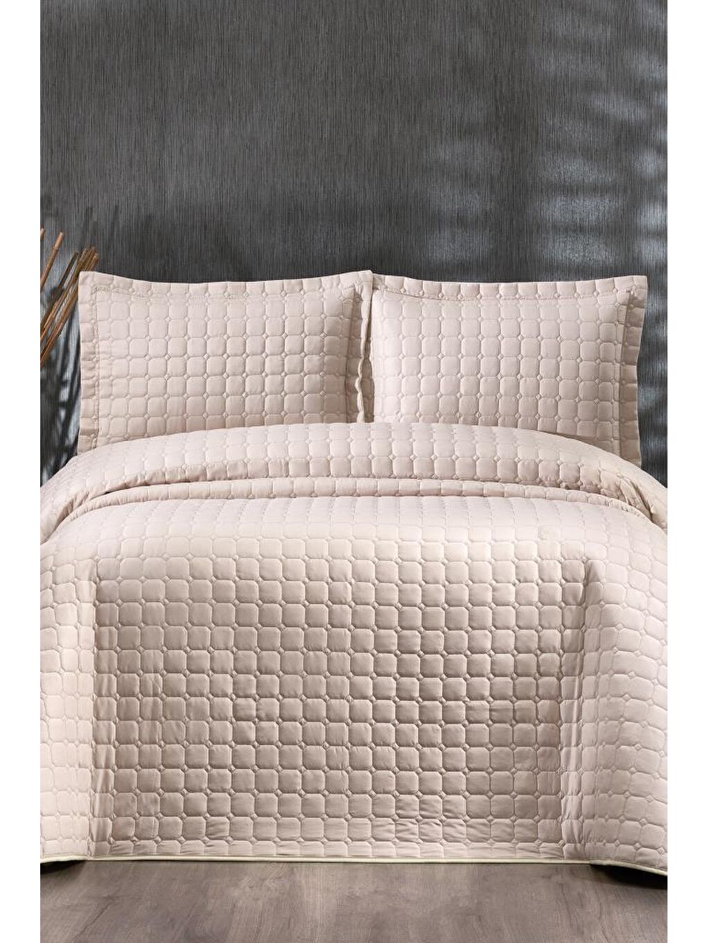 Kahverengi Estiva Çift Kişilik Yatak Örtüsü Cappucino