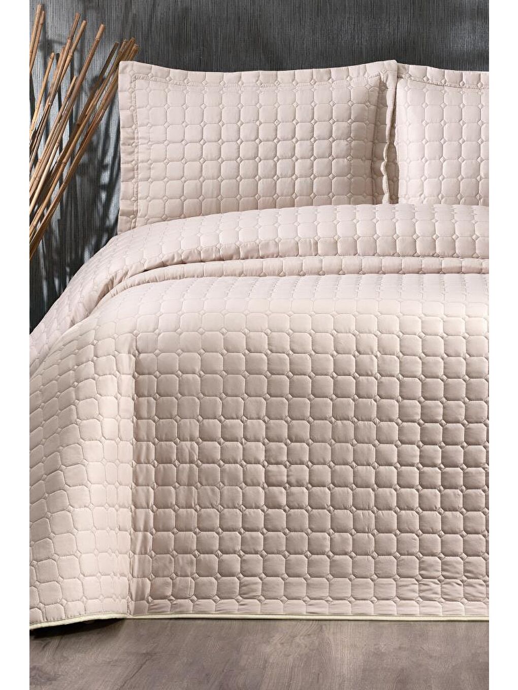 Kahverengi Estiva Çift Kişilik Yatak Örtüsü Cappucino-1