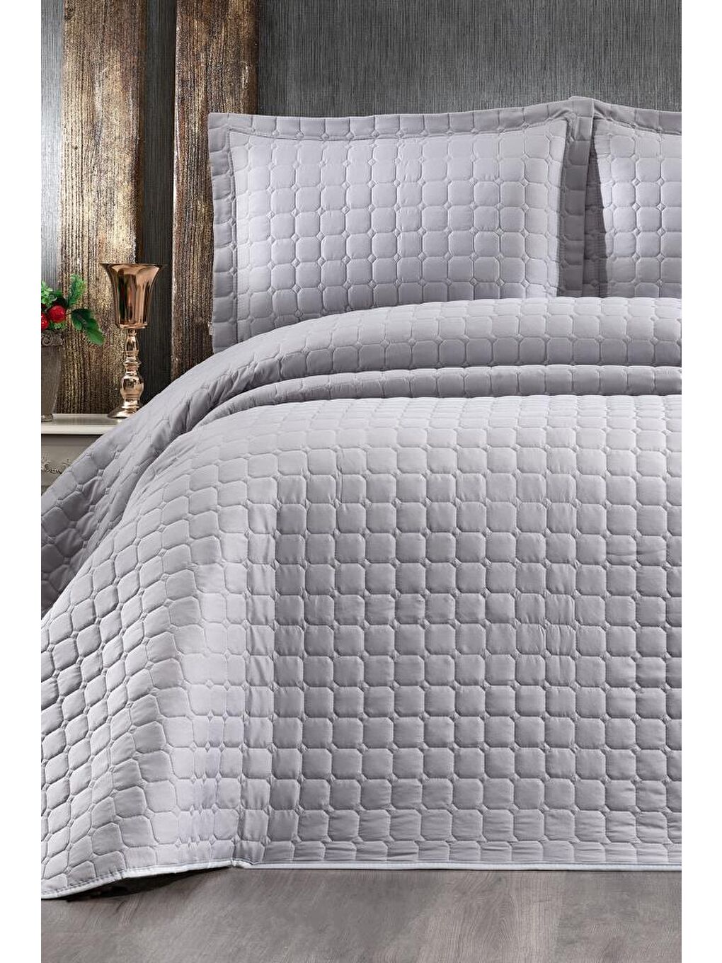 Estiva Çift Kişilik Yatak Örtüsü Gri-1