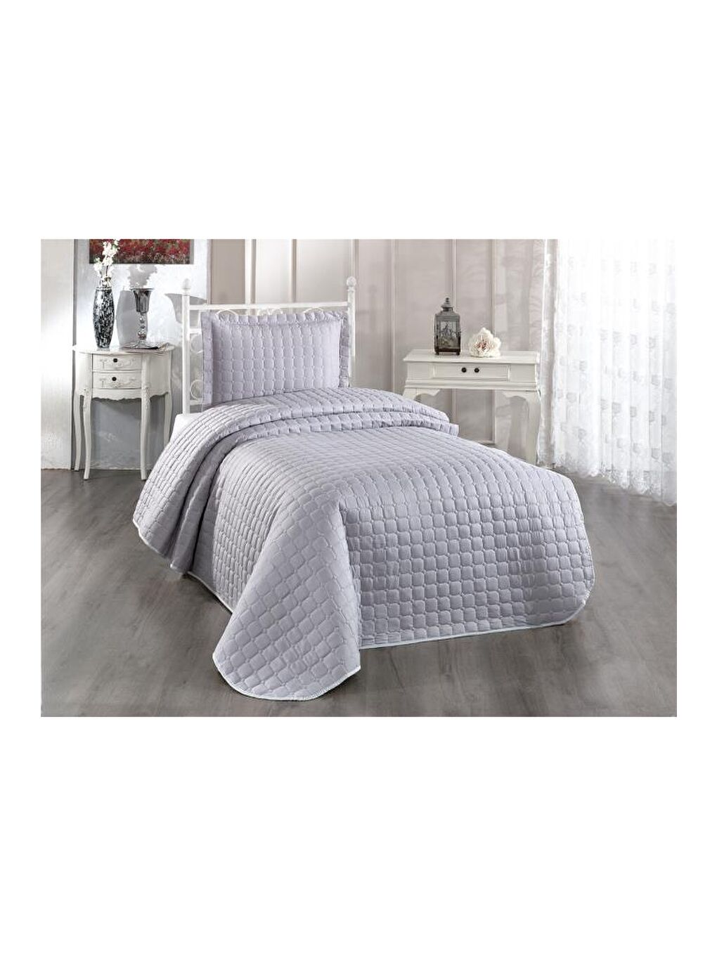 Estiva Tek Kişilik Yatak Örtüsü Gri-1