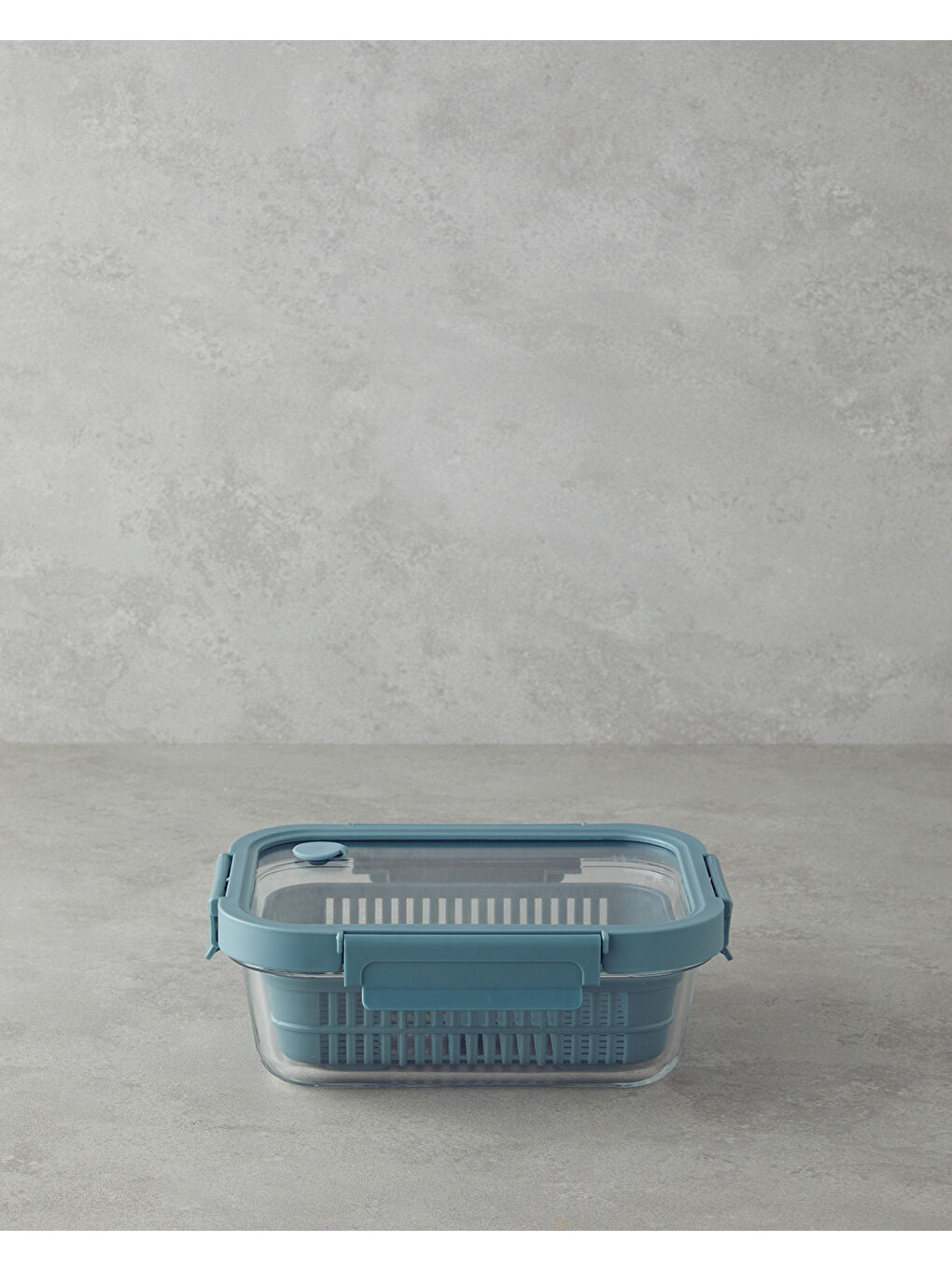 Moneta Cam Süzgeçli Saklama Kabı 1050 ml Mavi