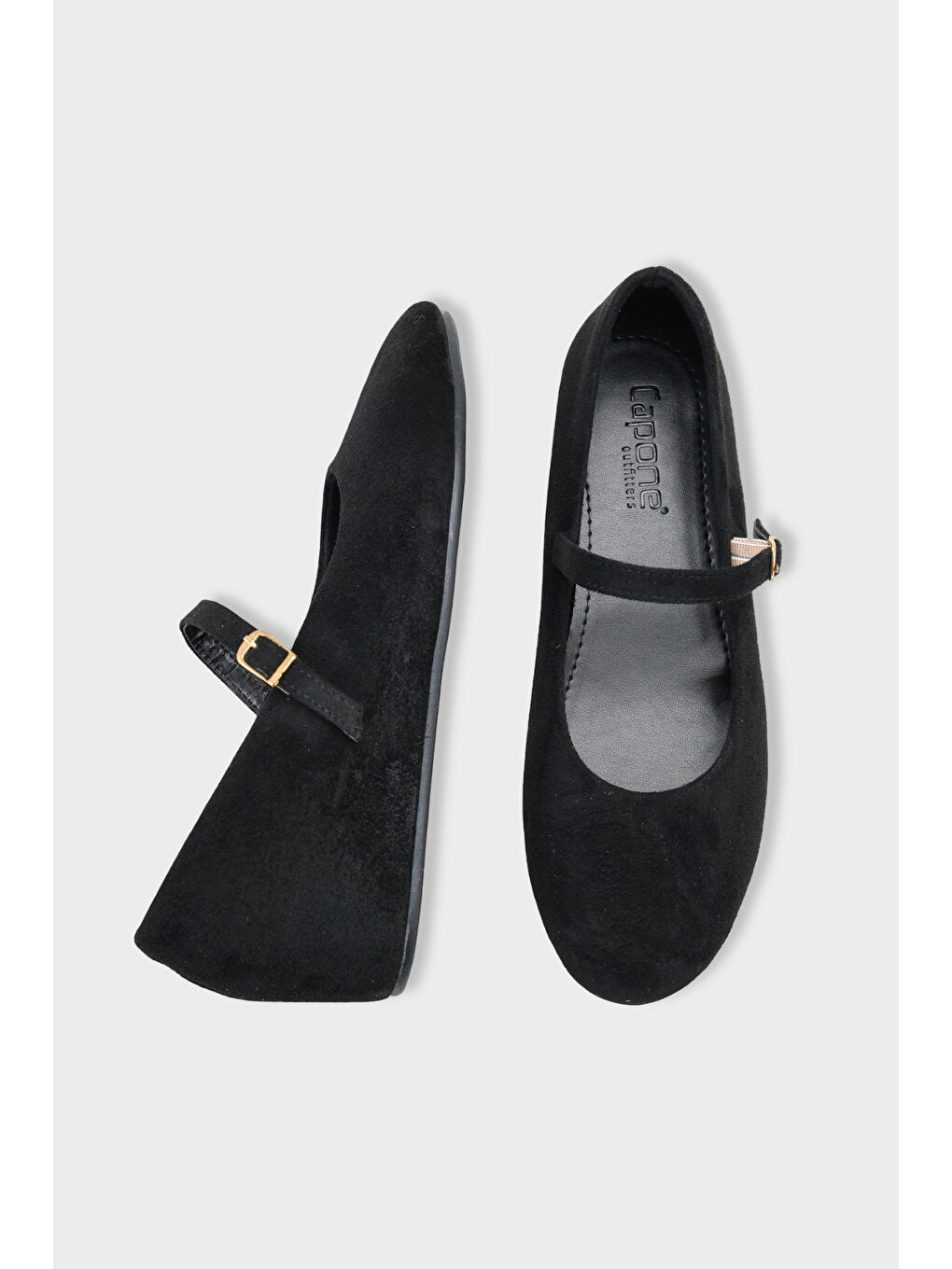 Siyah Joell Gizli Topuklu Feta Metal Tokalı Kadın Babet-4