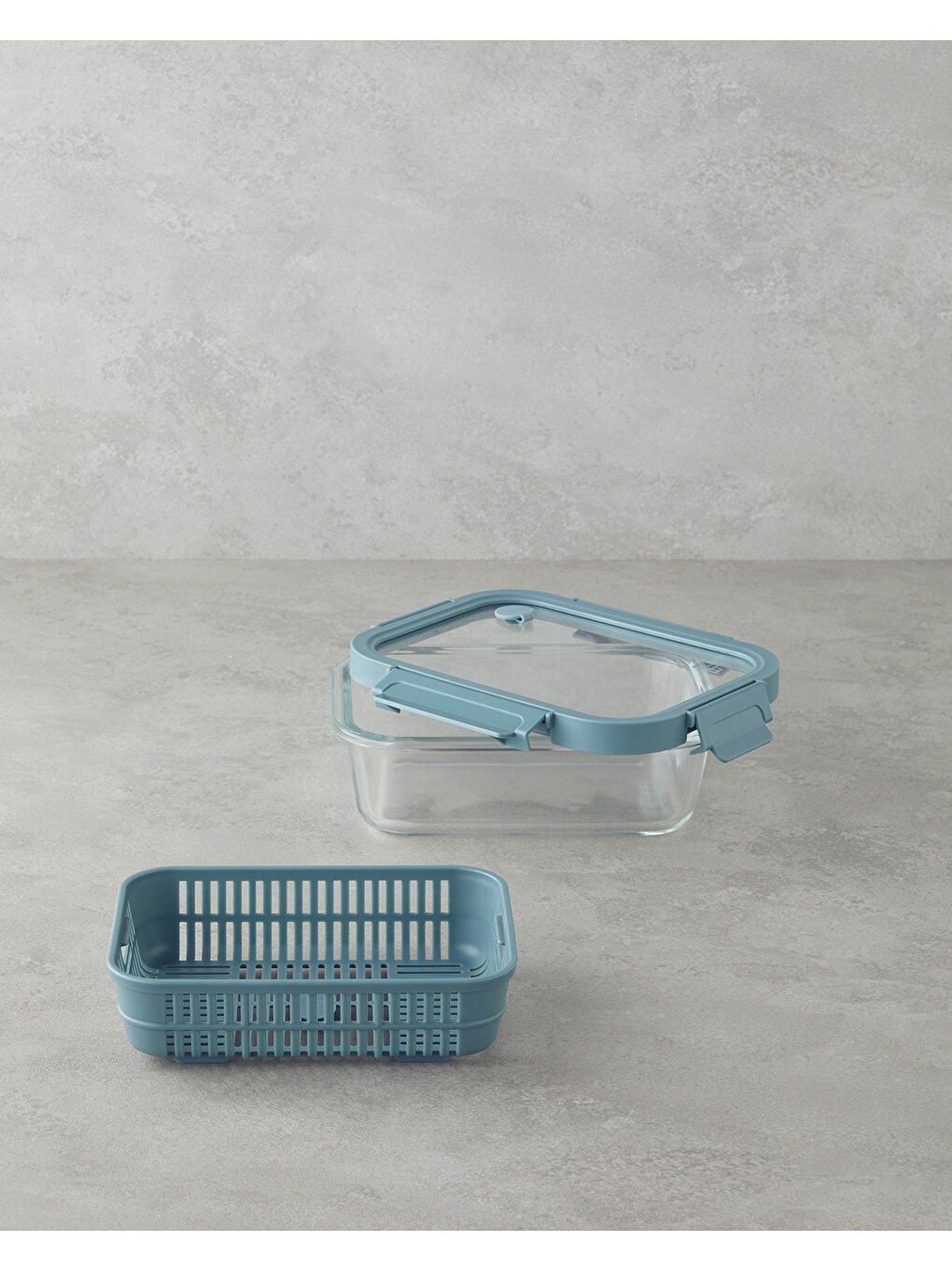 Moneta Cam Süzgeçli Saklama Kabı 1050 ml Mavi-1