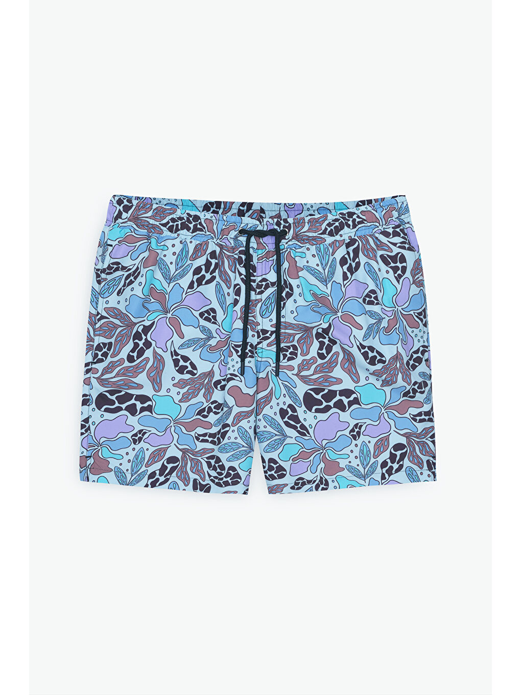 Erkek Mavi Standart Fit Normal Kesim Cepli Hızlı Kuruyan Desenli Mayo Deniz Şortu-7