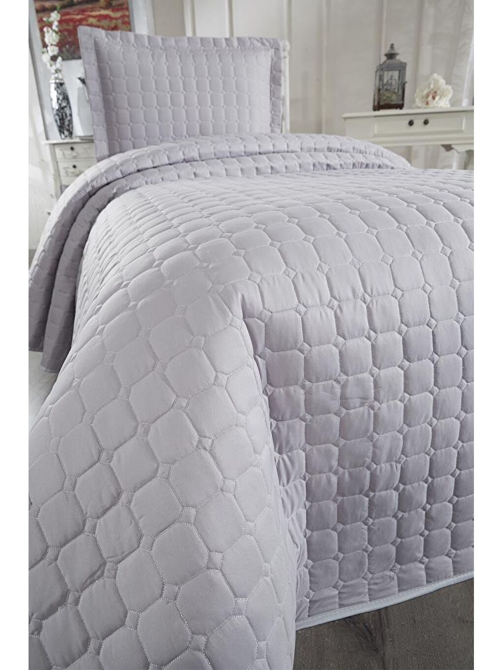 Estiva Tek Kişilik Yatak Örtüsü Gri-5