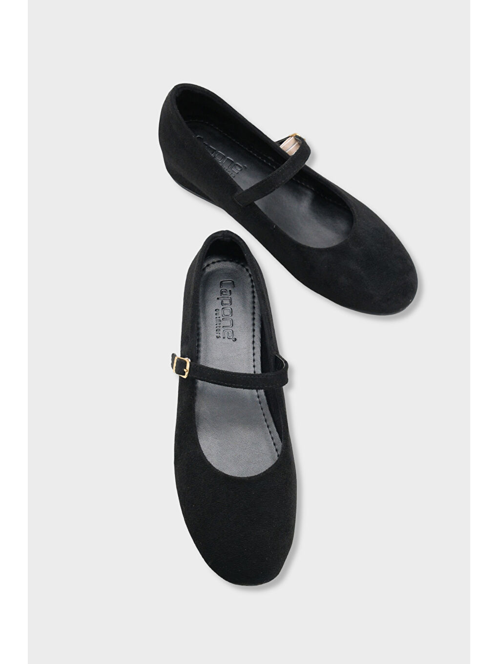 Siyah Joell Gizli Topuklu Feta Metal Tokalı Kadın Babet-5