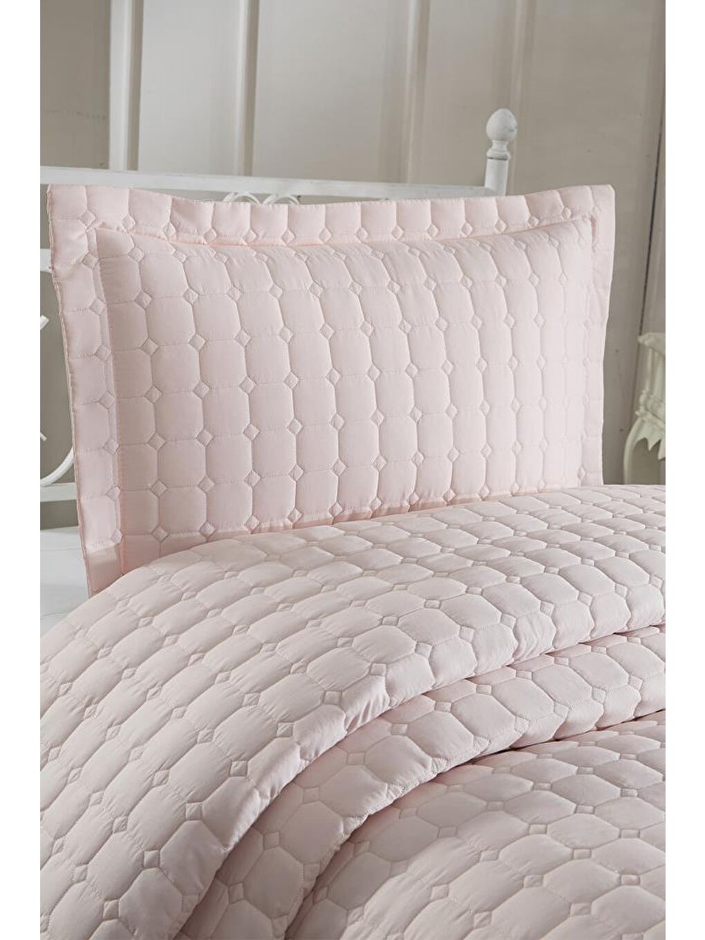 Pembe Estiva Tek Kişilik Yatak Örtüsü Pudra-4