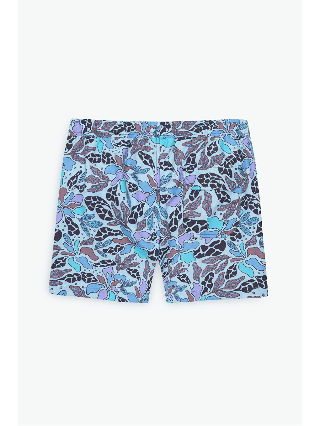 Erkek Mavi Standart Fit Normal Kesim Cepli Hızlı Kuruyan Desenli Mayo Deniz Şortu-10