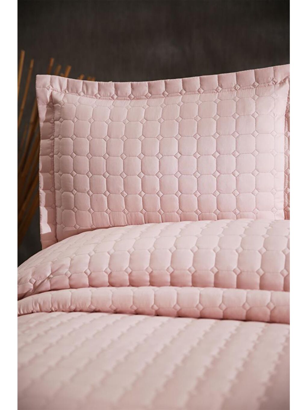 Pembe Estiva Çift Kişilik Yatak Örtüsü Pudra-3