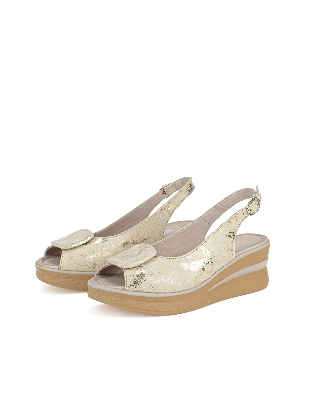 Sarı Kadın Hakiki Deri Dolgu Topuk Sandalet 161992Z1802 Gold-4