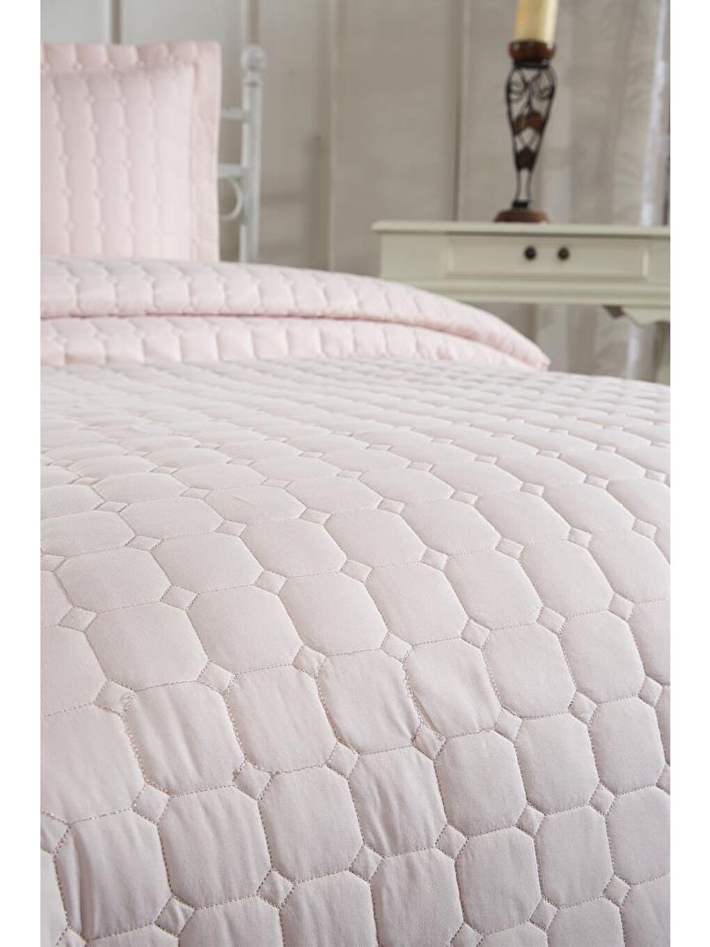 Pembe Estiva Tek Kişilik Yatak Örtüsü Pudra-9