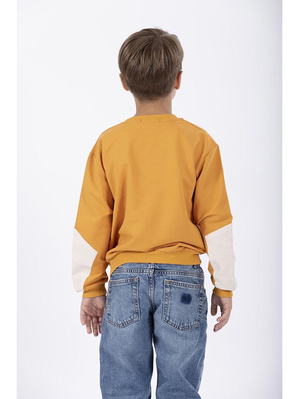 Sarı Bisiklet Yaka Erkek Çocuk Cep Detaylı Sweatshirt-3