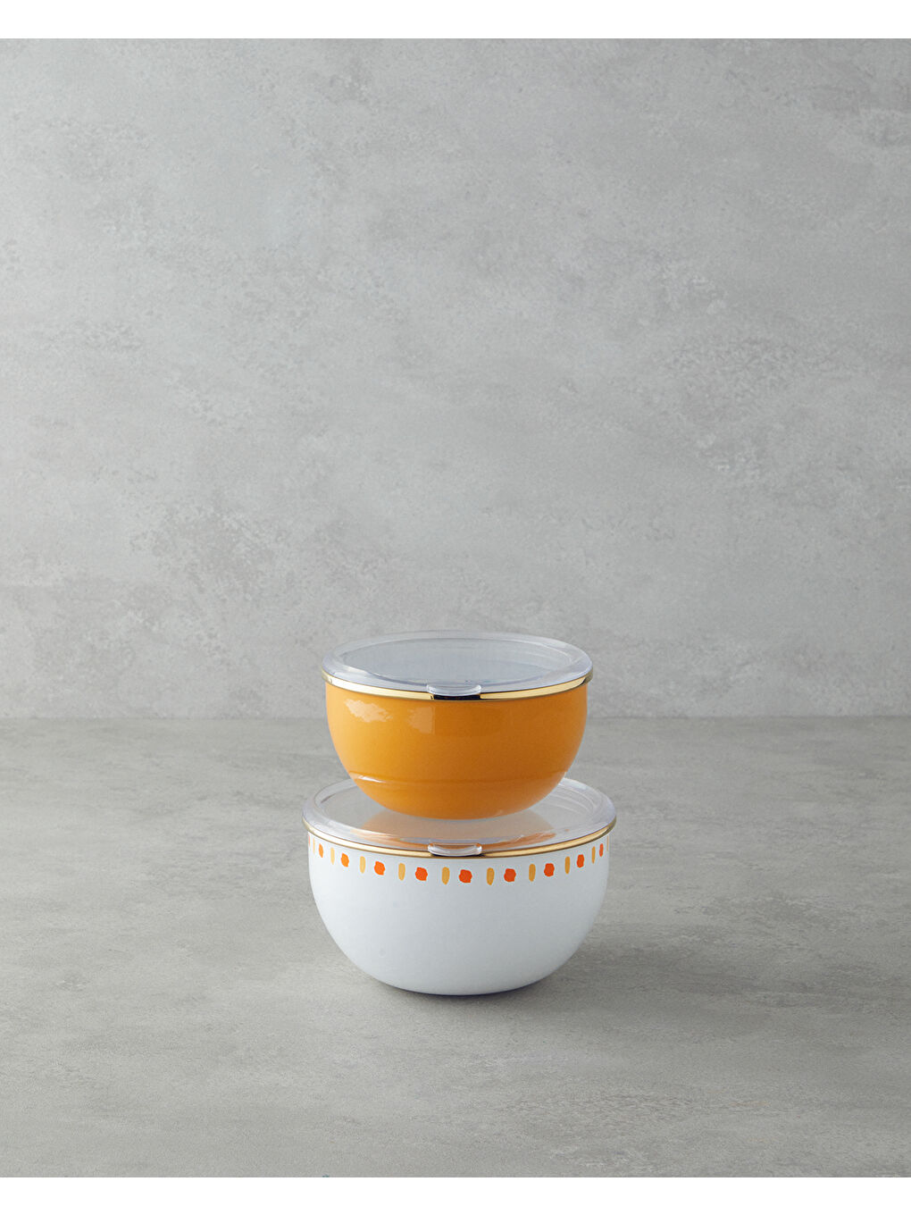 Summer Line Emaye 2'li Saklama Kabı 0,75 x 1,20 L Beyaz - Sarı