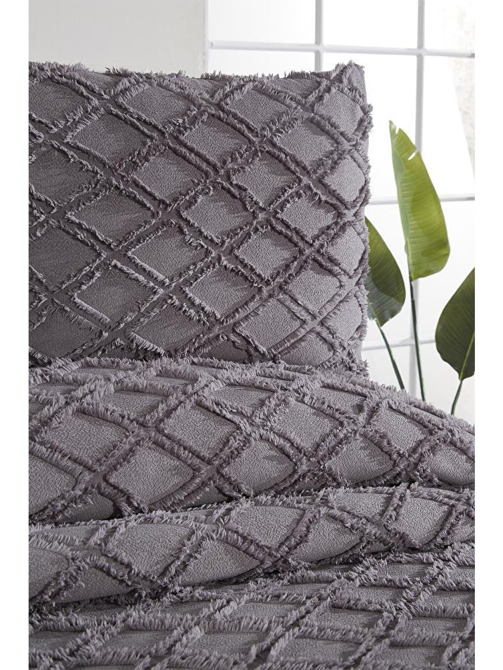 Vesya 3 Parça Çift Kişilik Pike Takımı Antrasit-3