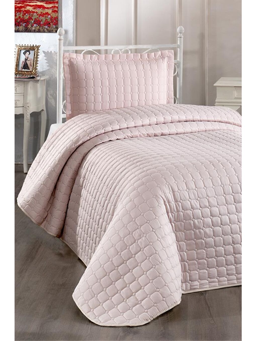 Kahverengi Estiva Tek Kişilik Yatak Örtüsü Cappucino