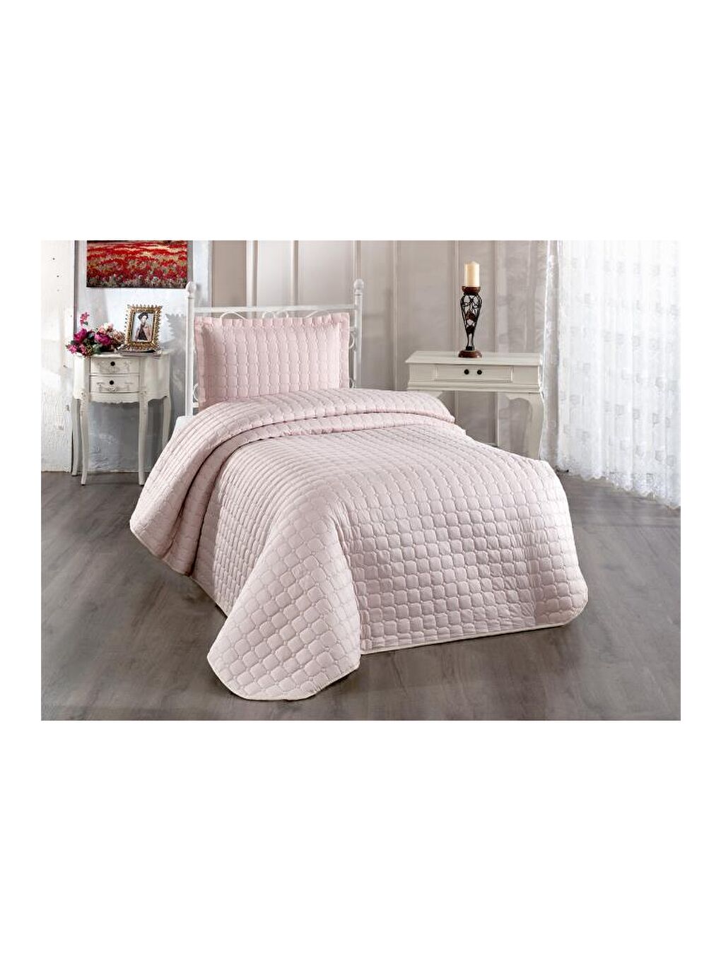 Kahverengi Estiva Tek Kişilik Yatak Örtüsü Cappucino-1