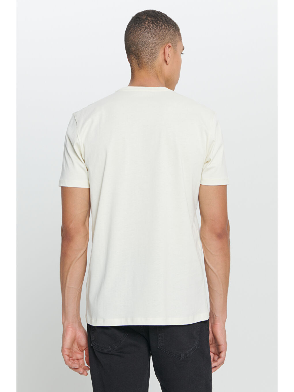 Erkek Sarı Standart Fit Normal Kesim %100 Pamuk Bisiklet Yaka Tişört-5