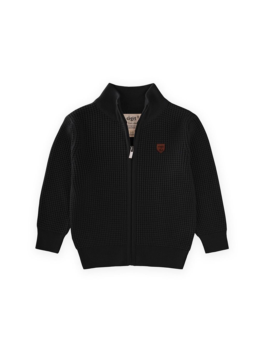 Selanik Fermuarlı Triko Hırka 2-11 Yaş Siyah